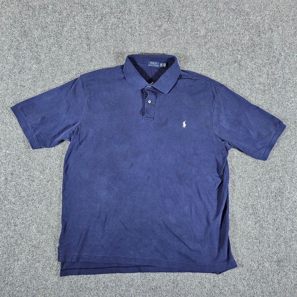 Polo Ralph Lauren Polo Shirt Dark Blue/White Mens Size XLT Preppy Streetwear Y2K